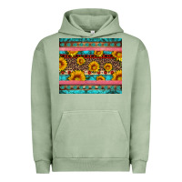 Pigment Oil Green western sunflowers turquoise Urban Hoodie - Artiststas