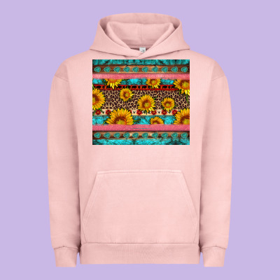Western Sunflowers Turquoise Urban Hoodie Designed By Artiststas
