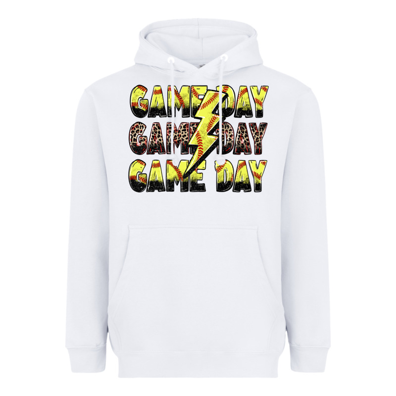 Game Day Game Day Softball Lightning Bolt Heavyweight Hoodie by Zillion Design Studio | Teevron