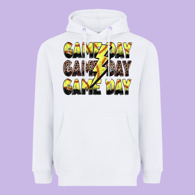 Game Day Game Day Softball Lightning Bolt Heavyweight Hoodie Designed By Zillion Design Studio