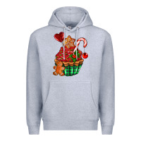 Heather Grey christmas cupcake Premium Hoodie - AdoDesignShop