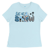 Baby Blue let it snow gnome Ladies Tee - BarkalooDesign