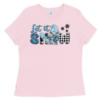 Bubblegum Pink let it snow gnome Ladies Tee - BarkalooDesign