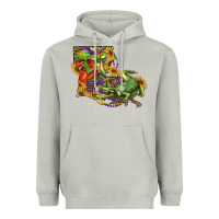 Moon Dust Louisiana Map With Mardi Gras Crocodile Heavyweight Hoodie - RanaPortraitStore