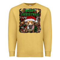 Antique Gold merry christmas heifer with cowbells Premium Sweatshirt - RanaPortraitStore