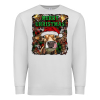 Dove Grey merry christmas heifer with cowbells Premium Sweatshirt - RanaPortraitStore