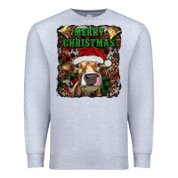 Heather Grey merry christmas heifer with cowbells Premium Sweatshirt - RanaPortraitStore