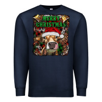 Navy merry christmas heifer with cowbells Premium Sweatshirt - RanaPortraitStore