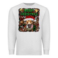 Oatmeal Heather merry christmas heifer with cowbells Premium Sweatshirt - RanaPortraitStore