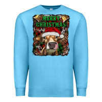 Ocean Blue merry christmas heifer with cowbells Premium Sweatshirt - RanaPortraitStore