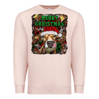 Pale Pink merry christmas heifer with cowbells Premium Sweatshirt - RanaPortraitStore