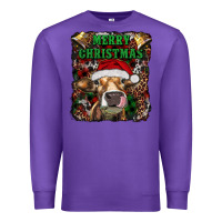 Purple merry christmas heifer with cowbells Premium Sweatshirt - RanaPortraitStore