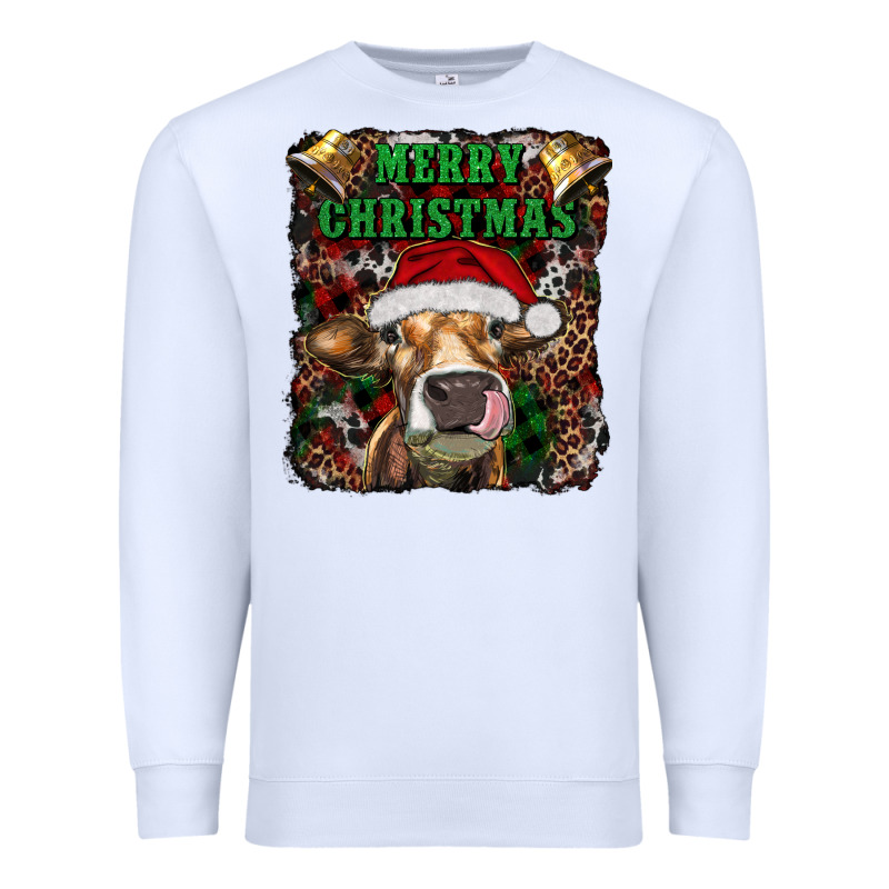 Merry Christmas Heifer With Cowbells Premium Sweatshirt by RanaPortraitStore | Teevron