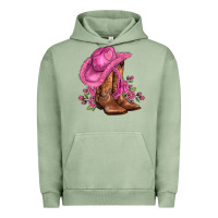 Pigment Oil Green valentines day boots cowgirl hat and roses Urban Hoodie - AdoDesignShop