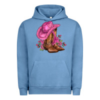Pigment Pebble Blue valentines day boots cowgirl hat and roses Urban Hoodie - AdoDesignShop