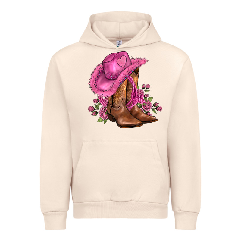 Valentines Day Boots Cowgirl Hat And Roses Urban Hoodie by AdoDesignShop | Teevron