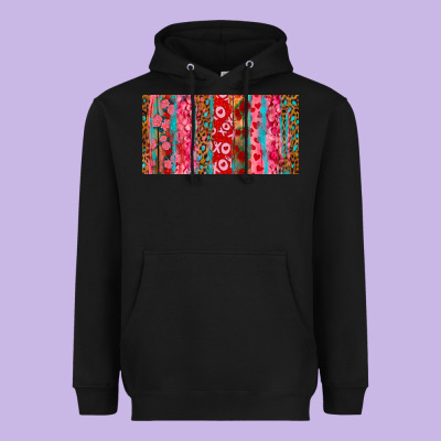 Heavyweight Hoodie Love brushstrokes xoxo leopard and turquoise