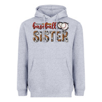 Heather Grey baseball sister with leopard Heavyweight Hoodie - texasbilliewilder
