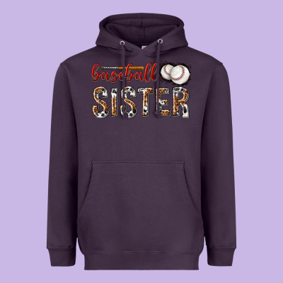 Heavyweight Hoodie baseball sister with leopard