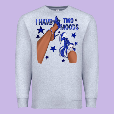 I Have Two Moods Royal Blue Sneakers Afro Girl Premium Sweatshirt Designed By Texasbilliewilder