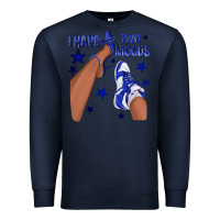 Navy I Have Two Moods Royal Blue Sneakers Afro Girl Premium Sweatshirt - texasbilliewilder