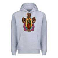 Heather Grey our lady of guadalupe cross Premium Hoodie - JahusDesignShop