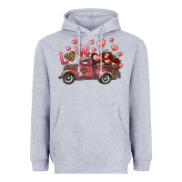 Heather Grey Love Truck With Roses And Leopard Heavyweight Hoodie - RanaPortraitStore