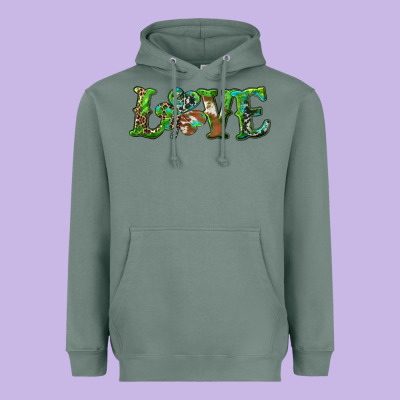 Heavyweight Hoodie love with shamrock