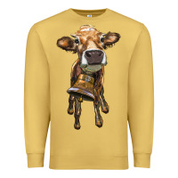 Antique Gold heifer cow with cow bell Premium Sweatshirt - RanaPortraitStore