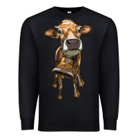 Black heifer cow with cow bell Premium Sweatshirt - RanaPortraitStore