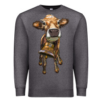Charcoal Heather heifer cow with cow bell Premium Sweatshirt - RanaPortraitStore