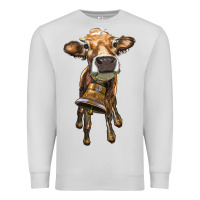 Dove Grey heifer cow with cow bell Premium Sweatshirt - RanaPortraitStore