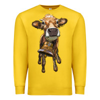 Lemon heifer cow with cow bell Premium Sweatshirt - RanaPortraitStore