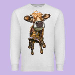 Heifer Cow With Cow Bell Premium Sweatshirt Designed By Ranaportraitstore
