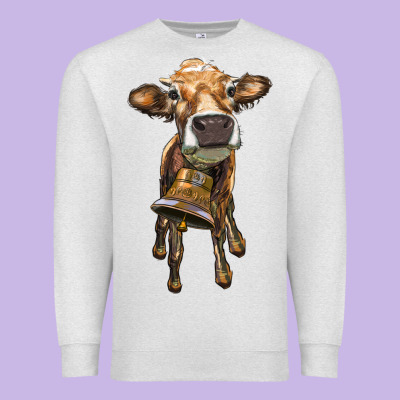 Heifer Cow With Cow Bell Premium Sweatshirt Designed By Ranaportraitstore