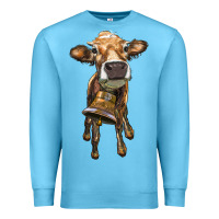 Ocean Blue heifer cow with cow bell Premium Sweatshirt - RanaPortraitStore