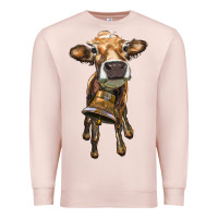 Pale Pink heifer cow with cow bell Premium Sweatshirt - RanaPortraitStore