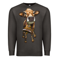 Smoke heifer cow with cow bell Premium Sweatshirt - RanaPortraitStore