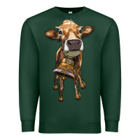 Sports Green heifer cow with cow bell Premium Sweatshirt - RanaPortraitStore