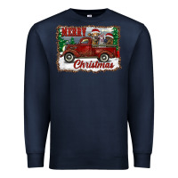 Navy christmas truck with cows Premium Sweatshirt - RanaPortraitStore