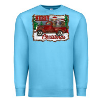 Ocean Blue christmas truck with cows Premium Sweatshirt - RanaPortraitStore