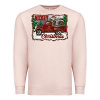 Pale Pink christmas truck with cows Premium Sweatshirt - RanaPortraitStore