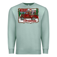 Seafoam christmas truck with cows Premium Sweatshirt - RanaPortraitStore
