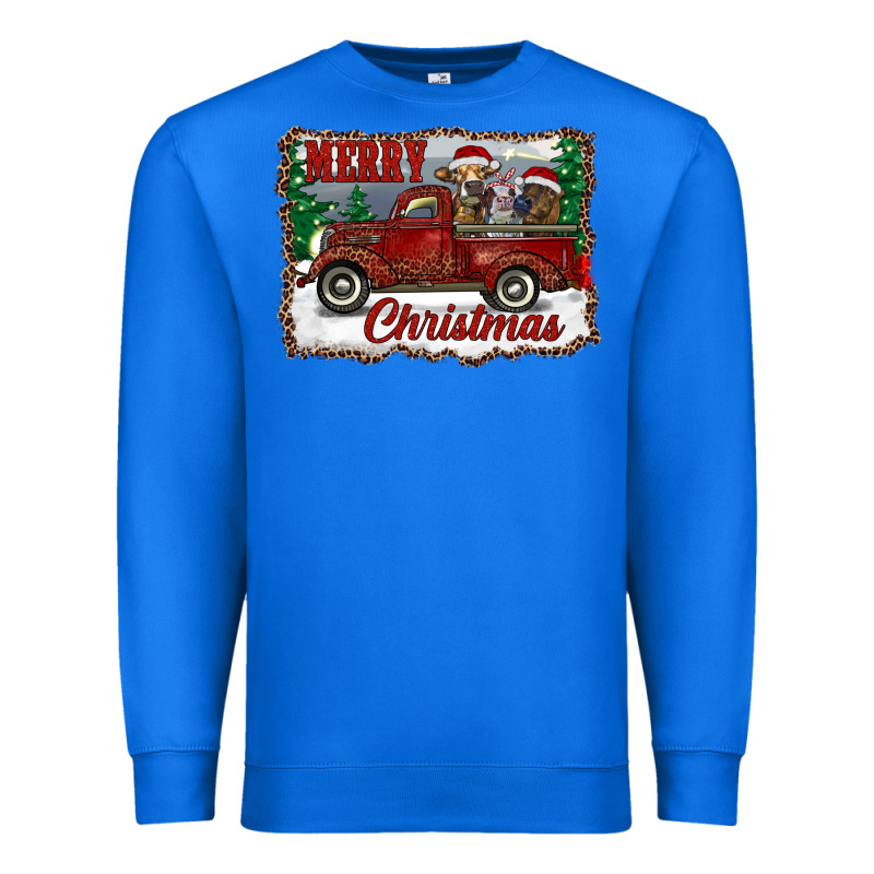 Christmas Truck With Cows Premium Sweatshirt by RanaPortraitStore | Teevron