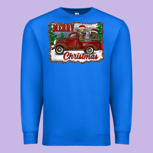 Christmas Truck With Cows Premium Sweatshirt Designed By Ranaportraitstore
