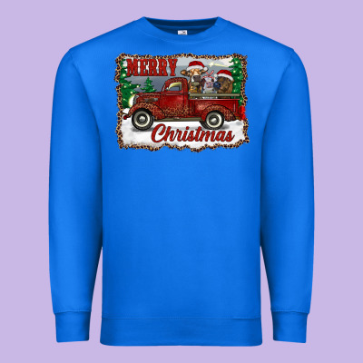Christmas Truck With Cows Premium Sweatshirt Designed By Ranaportraitstore