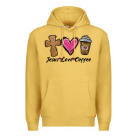 Antique Gold jesus love coffee Premium Hoodie - Jasminsmagicworld