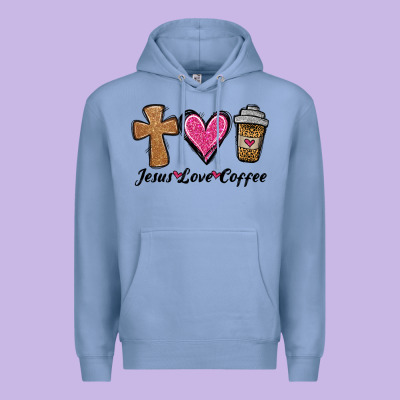 Jesus Love Coffee Premium Hoodie Designed By Jasminsmagicworld