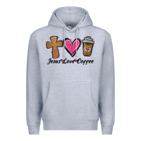 Heather Grey jesus love coffee Premium Hoodie - Jasminsmagicworld