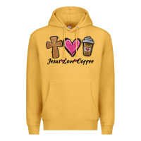 Mustard jesus love coffee Premium Hoodie - Jasminsmagicworld